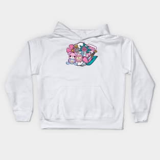 Cute but psycho pastel doodles dark background Kids Hoodie